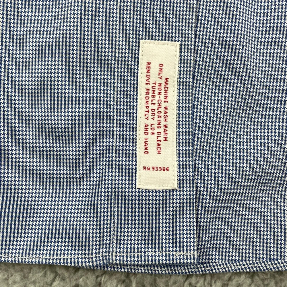 Brooks Brothers Shirt Mens 16.5 Blue Micro Houndstooth Long Sleeve Button‎ Up